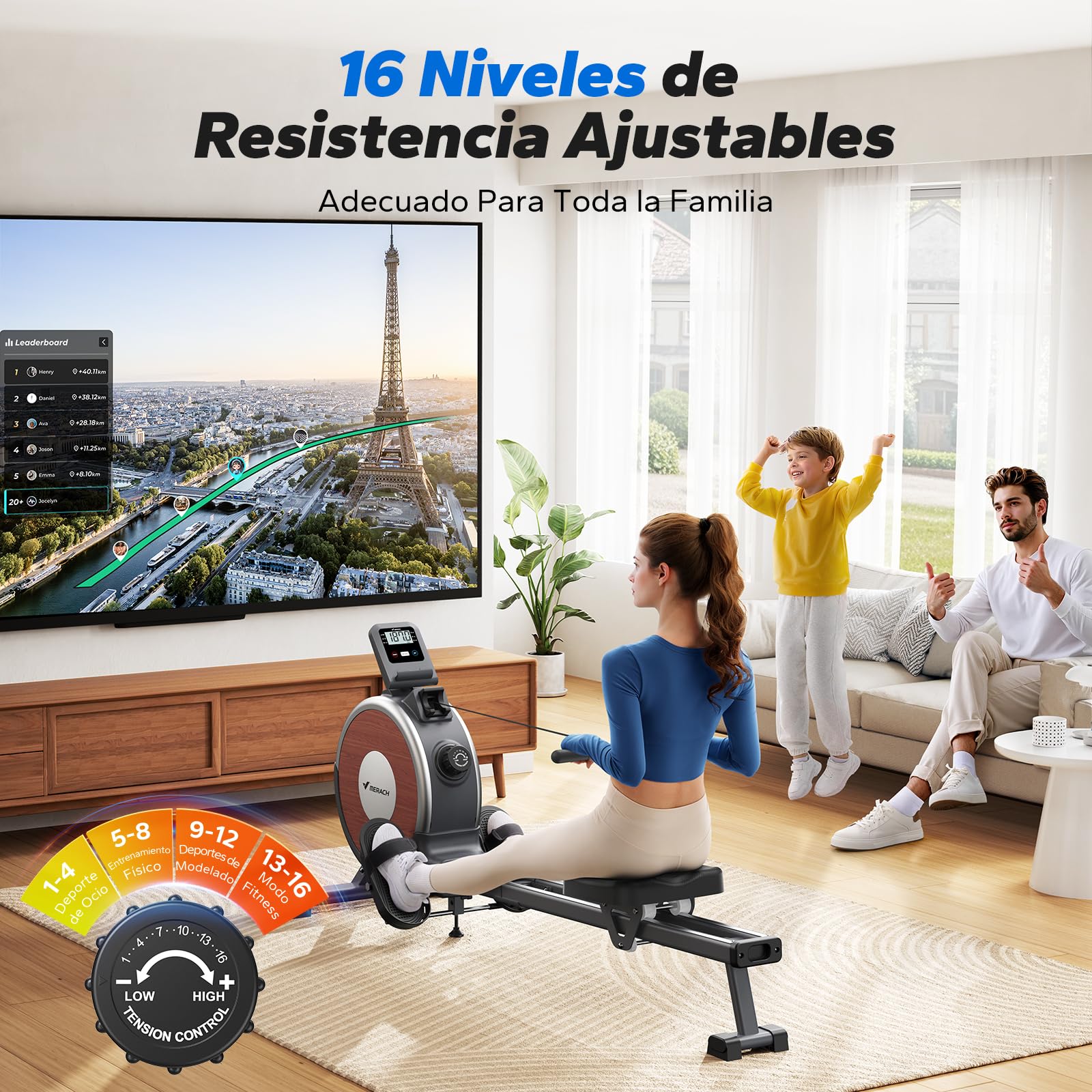 Q1S Máquina de Remo Magnética con Capacidad de 158 kg