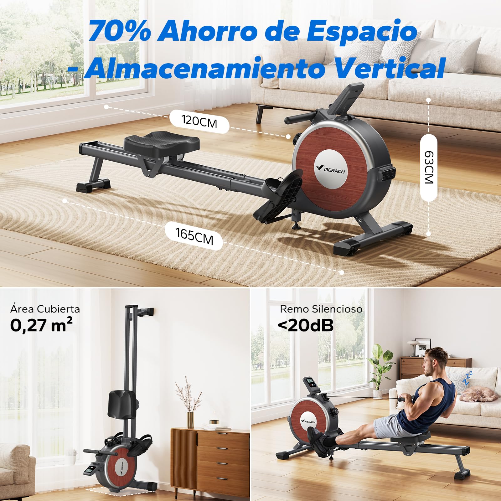Q1S Máquina de Remo Magnética con Capacidad de 158 kg