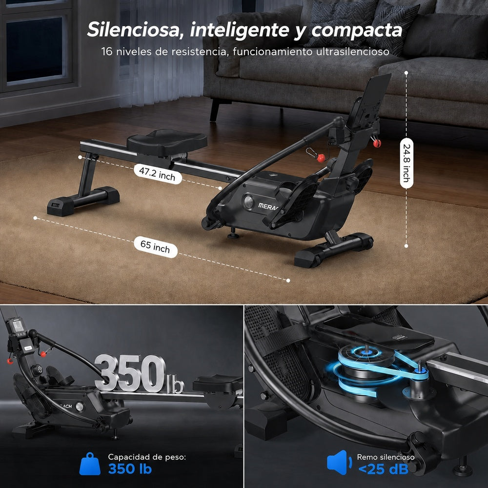 Remadora NovaRow RS3 R26B1 - dimensiones en pulgadas, capacidad y funcionamiento silencioso