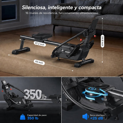 Remadora NovaRow RS3 R26B1 - dimensiones en pulgadas, capacidad y funcionamiento silencioso